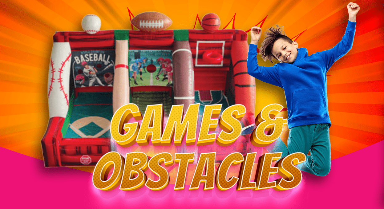 games and obstacle course rentals banner icon